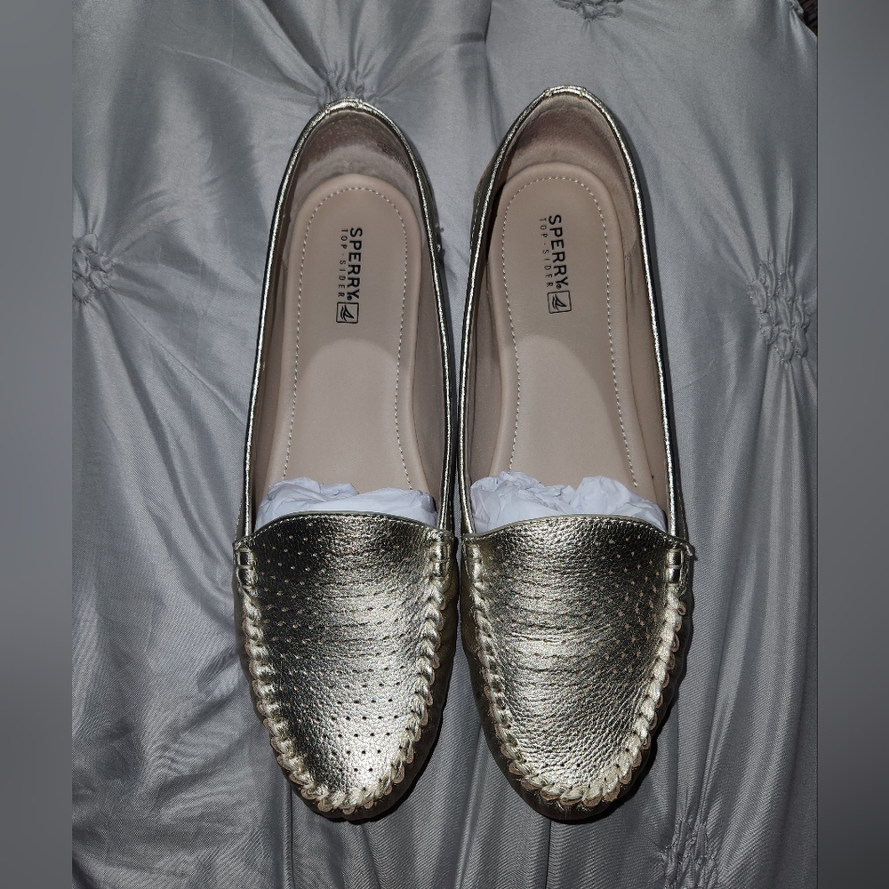 Womens Gold Sperry Georgia Platinum Shoes